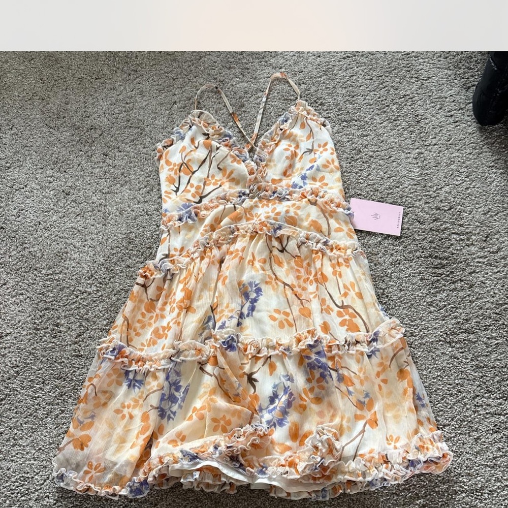 Hello Molly Orange and Blue Floral Dress